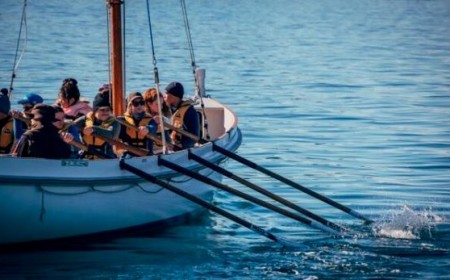 Rowing in boat
